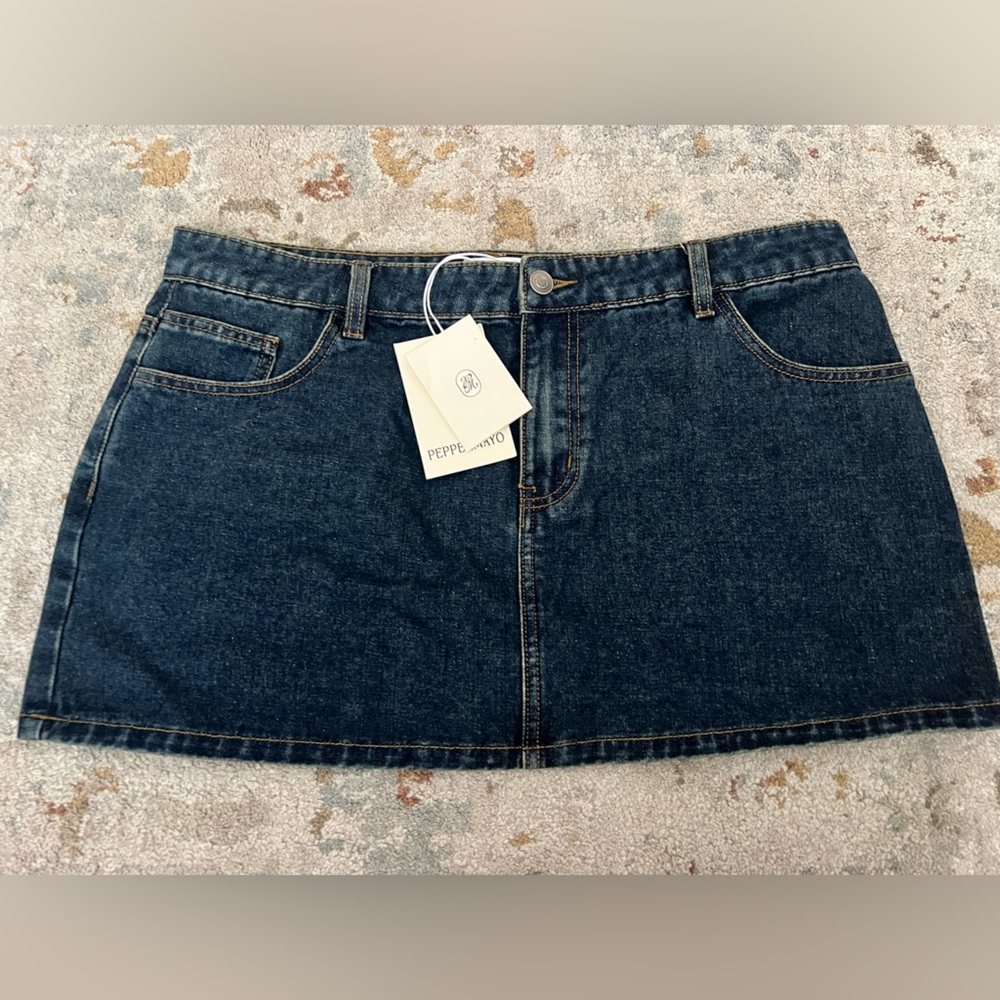 Peppermayo Dark Wash Denim Mini Skirt